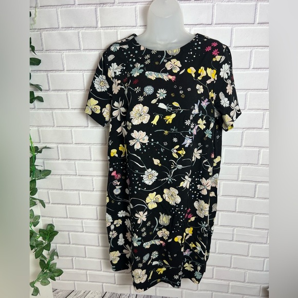 H&M women’s short sleeve Floral Black Dress/size 14 - Picture 2 of 9